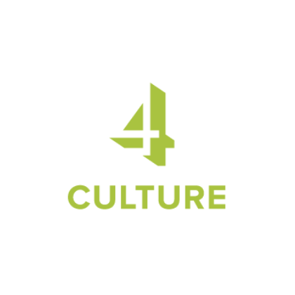 A green and white logo for a company called culture