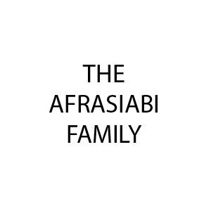 A logo for the afrasiabi family is on a white background.