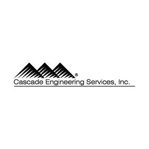 A black and white logo for cascade engineering services , inc.