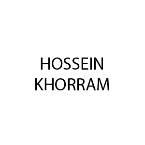 A black and white logo for hossein khorram on a white background.