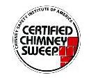 CERTIFIED CHIMNEY SWEEP Certified Chimney Sweep seal with text and a brick pattern in red.