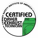 Certified Dryer Exhaust Technician Certified Dryer Exhaust Technician badge with green dryer graphic.