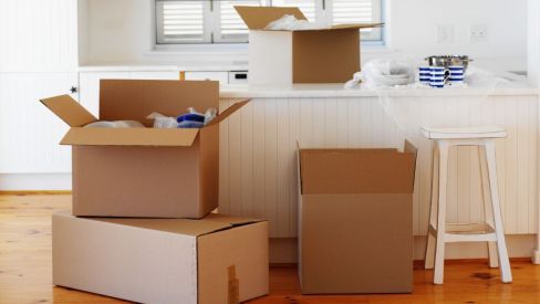 Unpacked boxes in a house