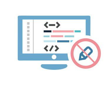 A computer monitor with a no pencil icon next to it.