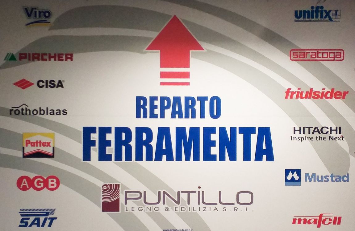 Un cartello che dice reparto ferramenta