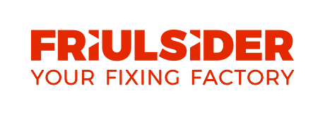 Un logo rosso e bianco per friulsider la tua fabbrica di riparazioni