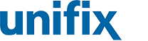 La parola unifix è scritta in blu su sfondo bianco