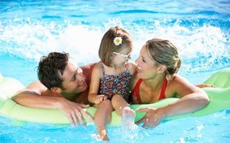 Family in the Pool—Pool Store in Manorville, NY