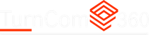 TurnCom360 logo with red geometric design and orange bar.