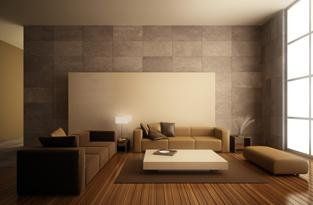 salotto in stile moderno in tinte scure