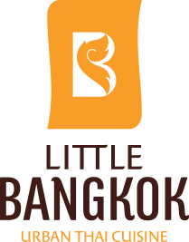 Little Bangkok Urban Thai Cuisine logo with orange icon and brown text on white background