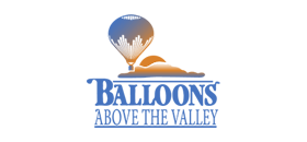Balloons Above the Valley logo with a hot air balloon over blue and orange text