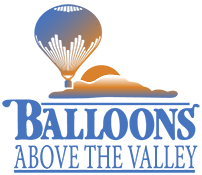 Blue and orange hot air balloon logo with the text “BALLOONS ABOVE THE VALLEY”