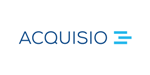 Acquisio logo in blue text with a blue three-line icon on a white background