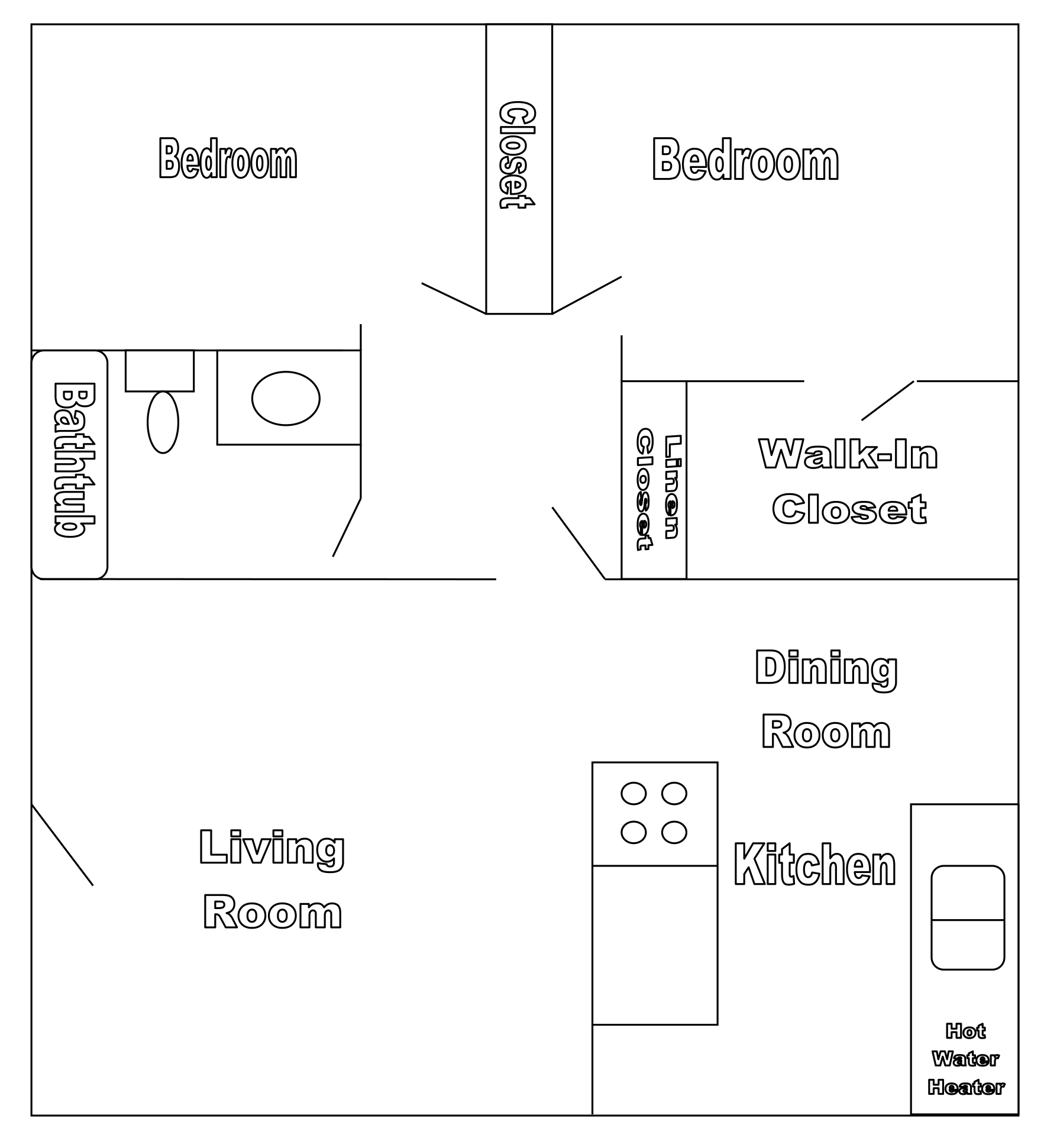 TWO BEDROOM + ONE BATHROOM