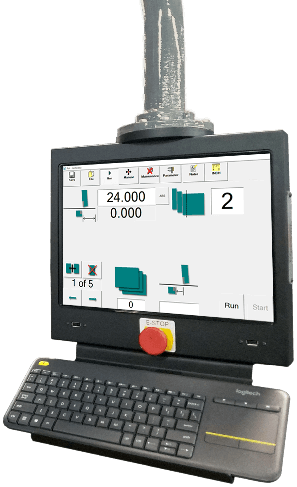 Image of CNC Shear control retrofit by PC Controls with associated graphical software
