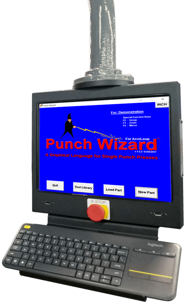 Image of the single punch control retrofit by PC Controls with the associated graphical software