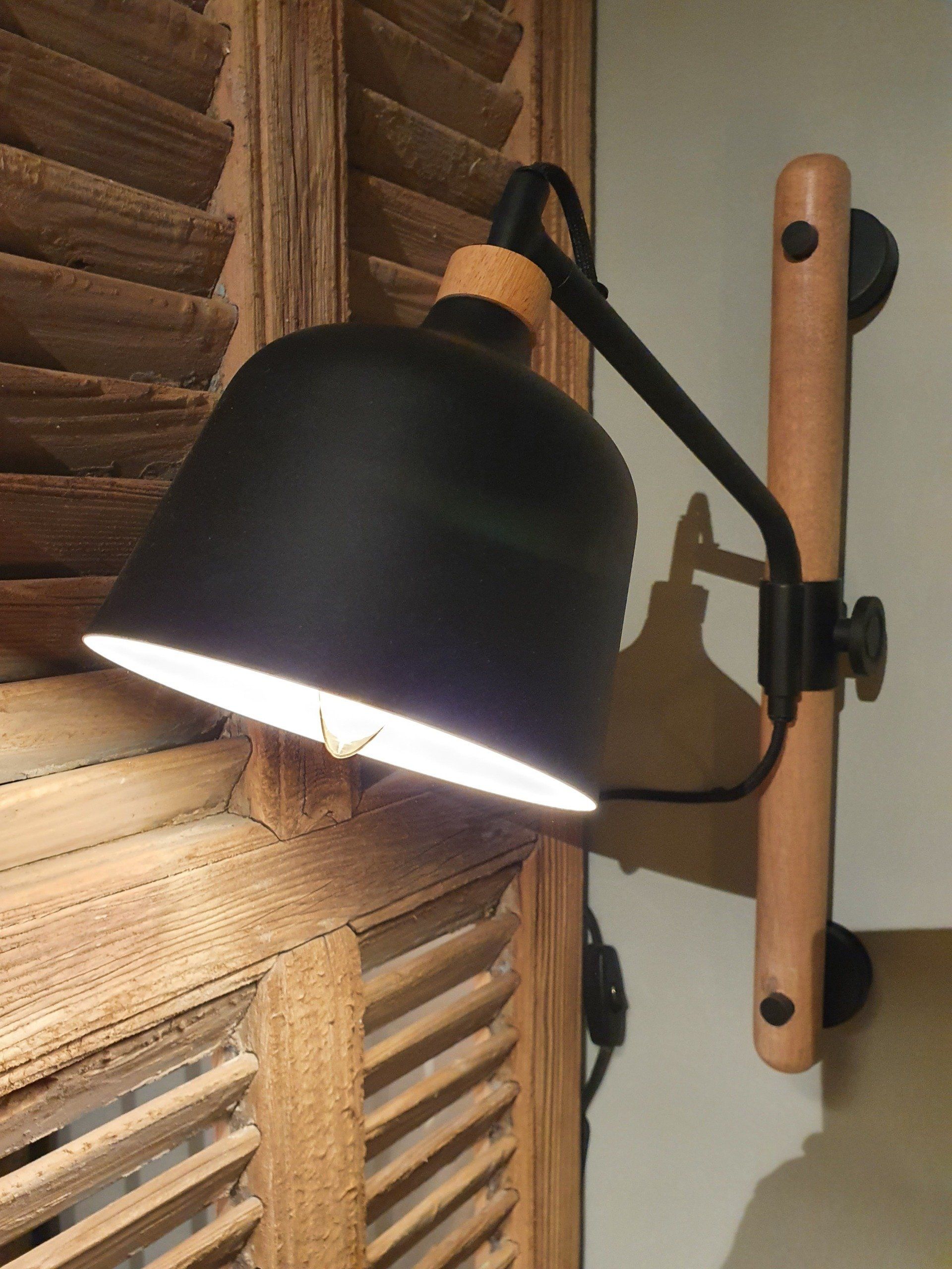 Industriële wandlamp spot metaal en hout