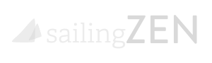 A logo for sailing zen with a sailboat on a white background.