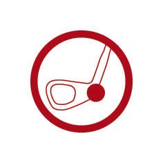 pictogramme de club de golf et balle de golf