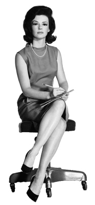women sat down on an office chair