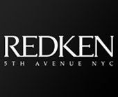 The logo for redken 5th avenue nyc is on a black background.