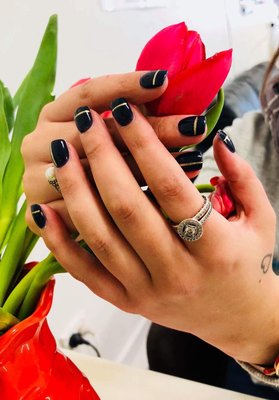 woman with black nails