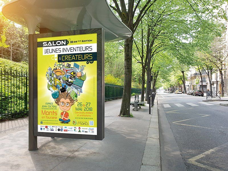 Affiche salon des jeunes inventeurs et créateurs de Monts sur abris bus Affiche salon des jeunes inventeurs et créateurs de Monts sur abris bus