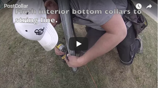 installing fence collars on the fence for a vinyl fence