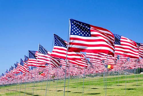 American Flag on a Field - Installation in University Place, WA American Flag on a Field - Installation in University Place, WA