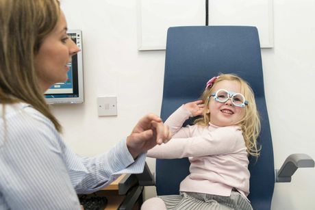 Girl getting eyesight test