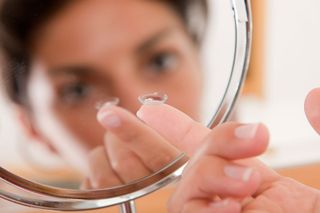 woman with contact lenses