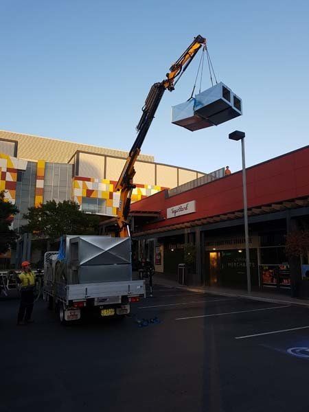 crane lifting sheet metal ducting