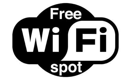 Ein schwarz-weißes Logo für einen kostenlosen WLAN-Spot.