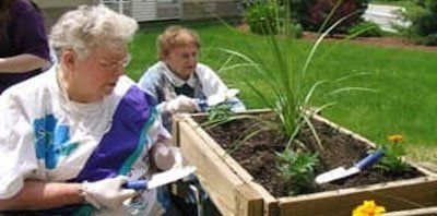 Senior at garden — Medication management in Parma, OH Senior at garden — Medication management in Parma, OH