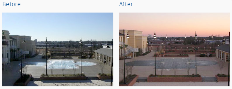 a before and after photo of a commercial swimming pool cover install on long island, suffolk county