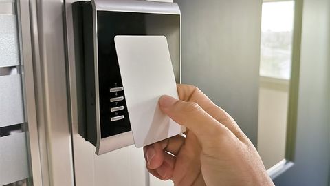 Unlocking Door Using Key Card — Saint Louis, MO — Krause Key & Lock Service Unlocking Door Using Key Card — Saint Louis, MO — Krause Key & Lock Service