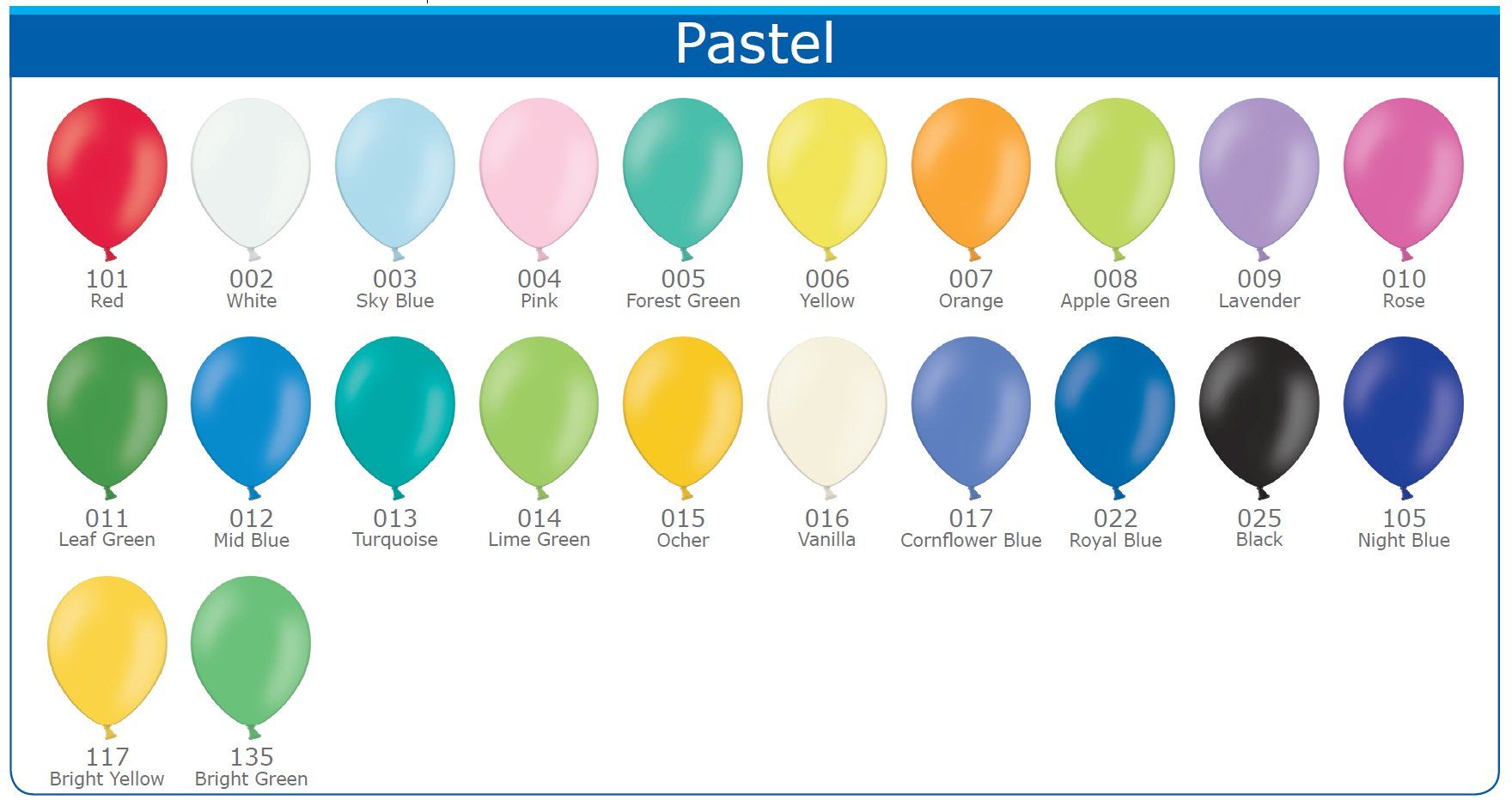 Let's Party | Pastel Balloon Colour Chart