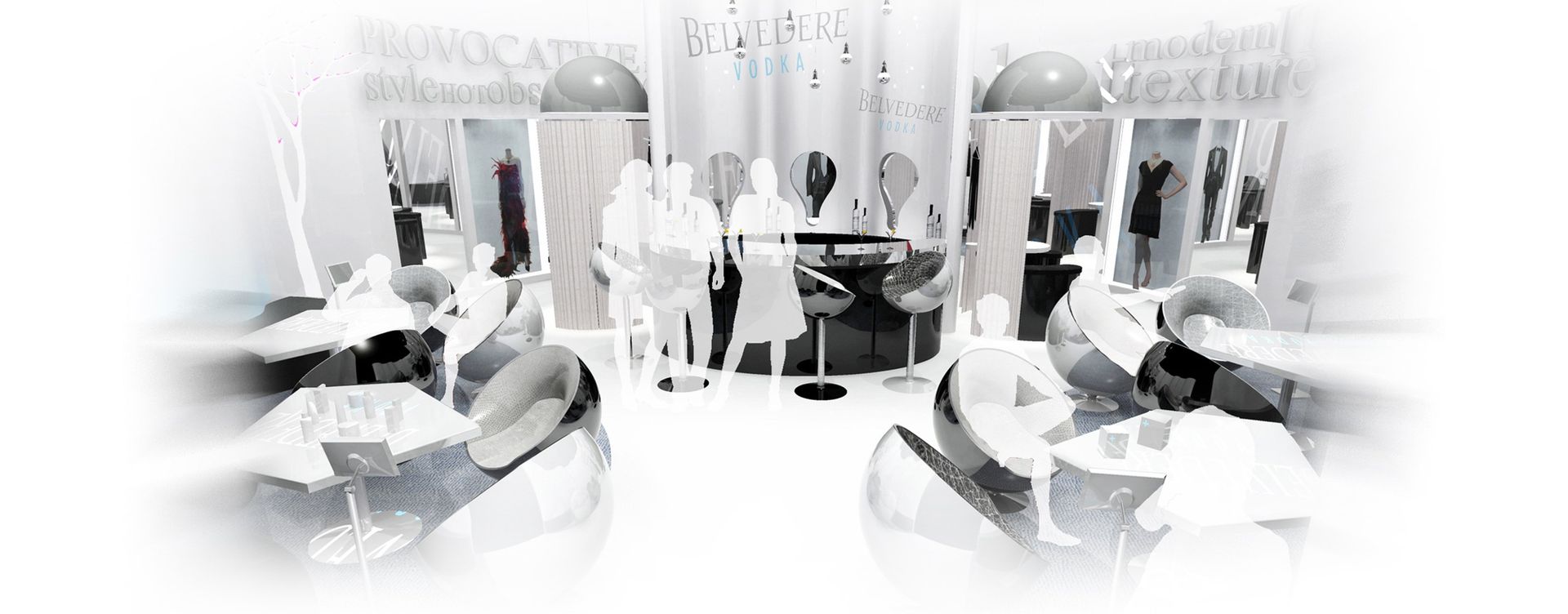 Changeable Retail Innovation Project, featuring a flexible retail environment by day, and promotional bar and social space by night