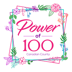 A logo for the power of 100 canadian county.