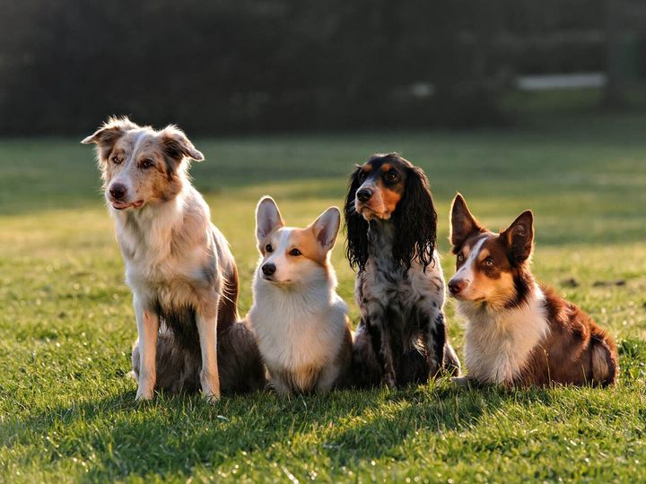 Four Dogs Sitting at the Park — Coffs Coast Pet Services in Coffs Harbour, NSW Four Dogs Sitting at the Park — Coffs Coast Pet Services in Coffs Harbour, NSW