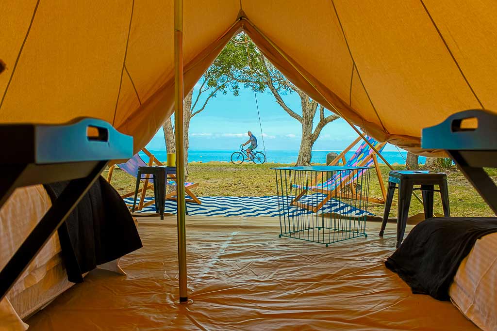 looking outside from inside a tent