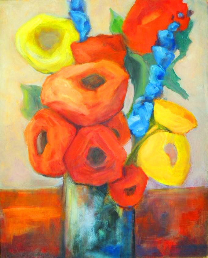 Forthright Flowers, Original Painting, Oil on Canvas, 20x16, Private Collection