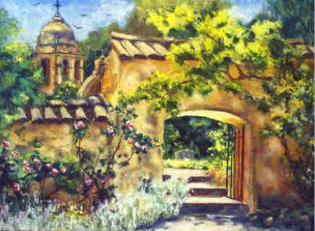 Carmel Mission, Pastel, 9x12, Private Collection