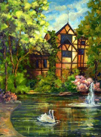 Summer at Shakespeare, Original Painting, Oil on Canvas, 18x24