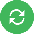 a green circle with two white arrows in it .