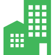 a green building with white squares on the windows on a white background .