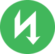 a white arrow pointing down in a green circle .