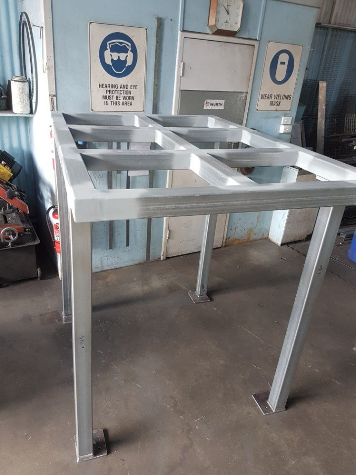 fabrication of metal table in progress