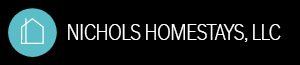 A logo for nichols homestays llc with a house in a blue circle